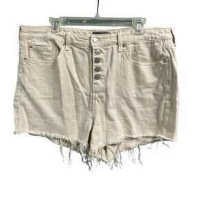 Torrid Button Fly Womens Shorts Size 16 Cream Denim Cut Offs Casual Festival